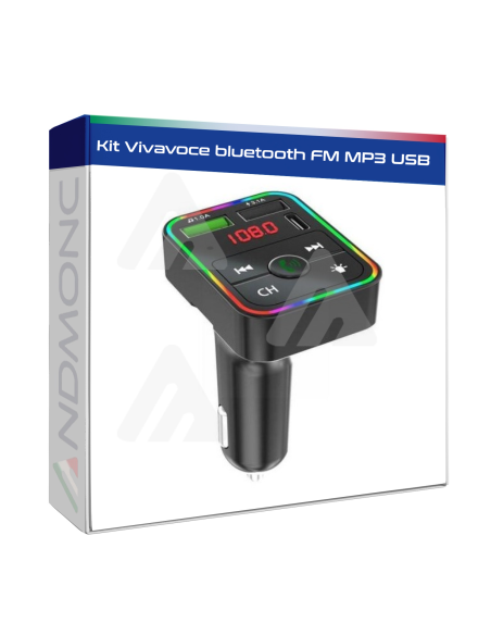 Kit Vivavoce bluetooth FM MP3 USB per Auto smartphone caricabatterie CAR F2