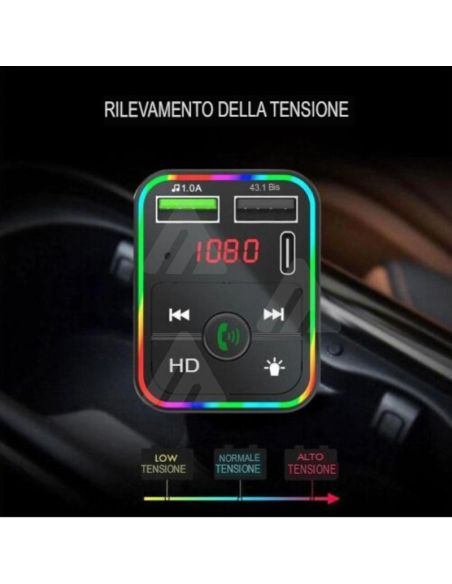 Kit Vivavoce bluetooth FM MP3 USB per Auto smartphone caricabatterie CAR F2