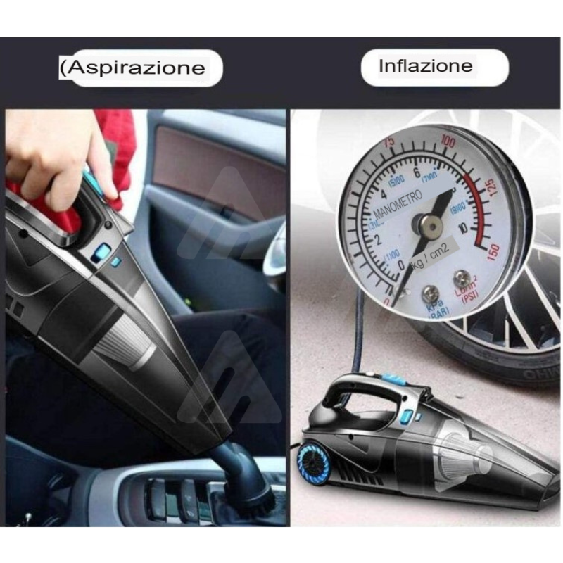 Aspirapolvere e gonfiatore pneumatici