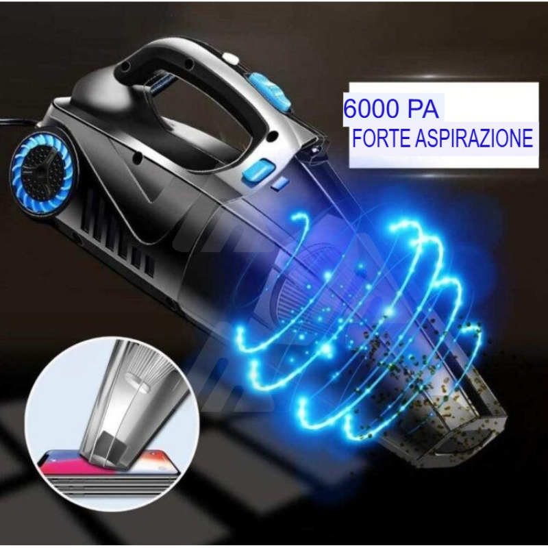 Aspirapolvere e gonfiatore pneumatici