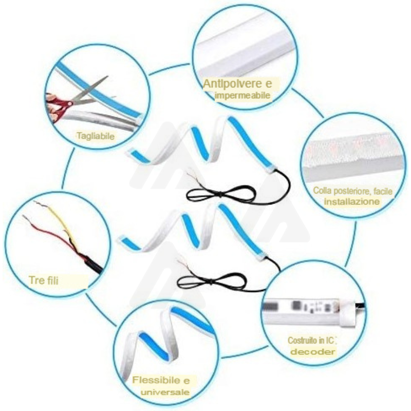 2pz Strisce LED Auto luci Diurne DRL + Frecce