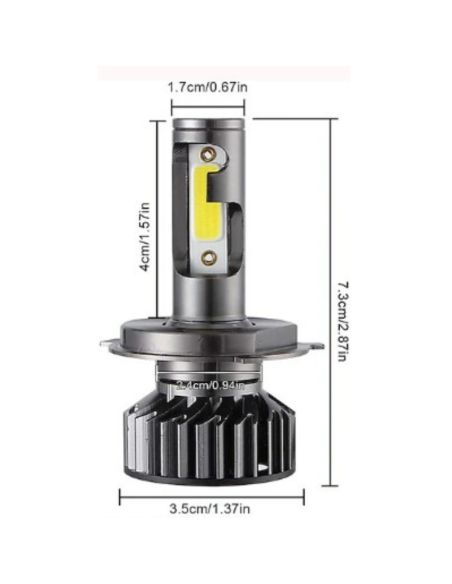 2 pezzi Auto LED Lampada frontale  H4  Lampadine 9000lm 48 W 6000 k Plug-and-Play