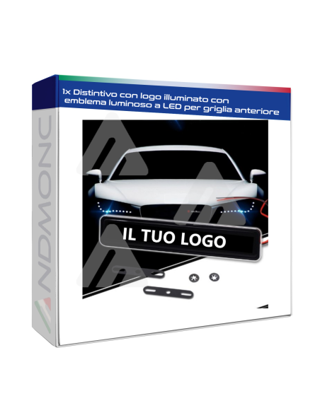 1x Distintivo con logo illuminato con emblema luminoso a LED per griglia anteriore