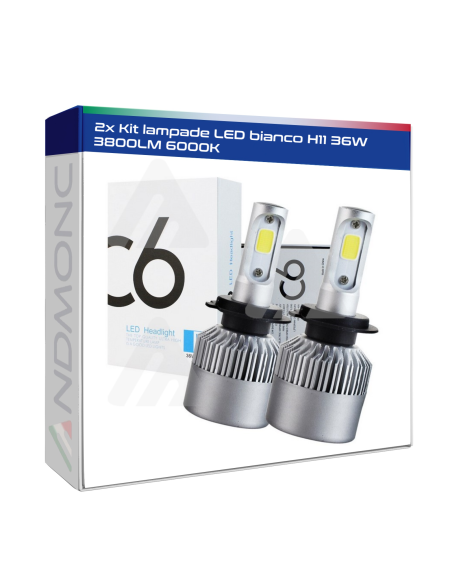 2x Kit lampade LED bianco H11 36W 3800LM 6000K Auto Moto C6
