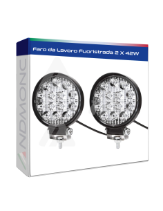 Faro da Lavoro Fuoristrada 2 X 42W Tondo Fari Led 12V 24V