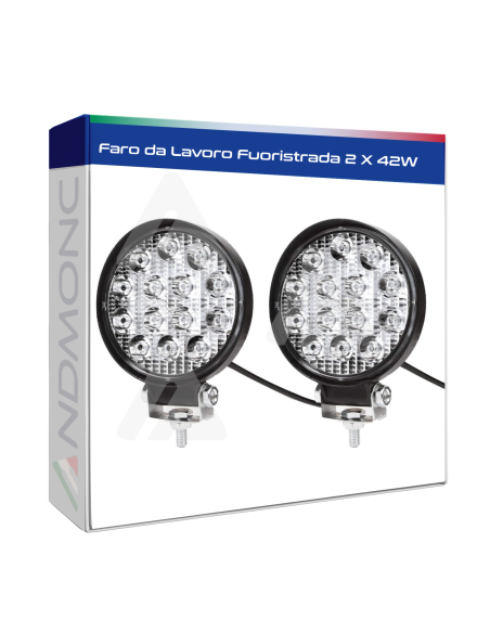 Faro da Lavoro Fuoristrada 2 X 42W Tondo Fari Led 12V 24V