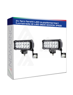 2x faro faretti LED supplementari fuoristrada 12 LED 36W...