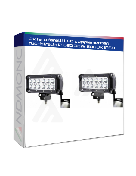 2x faro faretti LED supplementari fuoristrada 12 LED 36W 6000K IP68