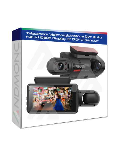 Telecamera Videoregistratore Dvr Auto Full Hd 1080p Display 3" 170° G-Sensor