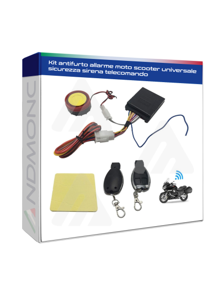 Kit antifurto allarme moto scooter universale sicurezza sirena telecomando