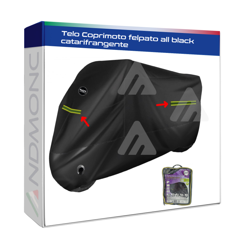 Telo Coprimoto felpato all black catarifrangente