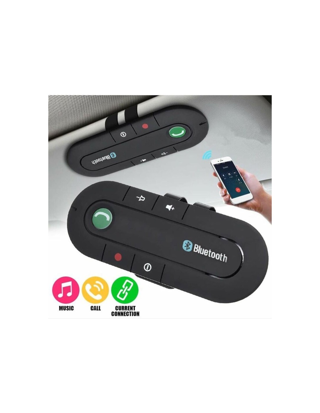 per Chiamate Viva Voce GPS e Musica Supporto per Dispositivi Smartphone Nologie Kit Vivavoce Bluetooth per Auto con Altoparlante Vivavoce Wireless Bluetooth 
