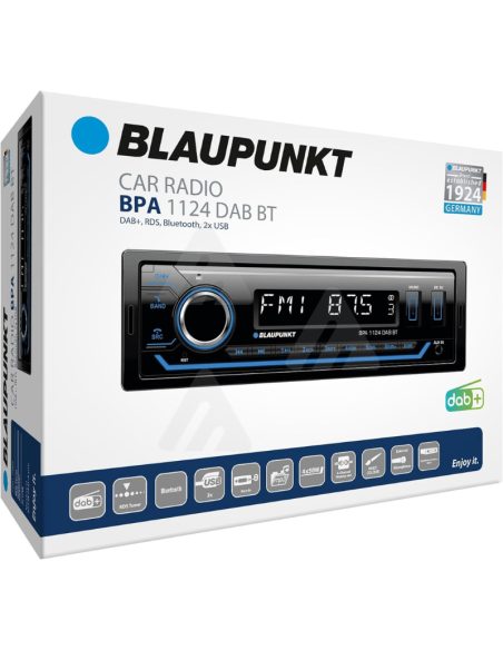 Blaupunkt autoradio 1-DIN, DAB+, Bluetooth, vivavoce, 2 x USB, ingresso Aux, Sub-Out, Multicolore, 200 Watt
