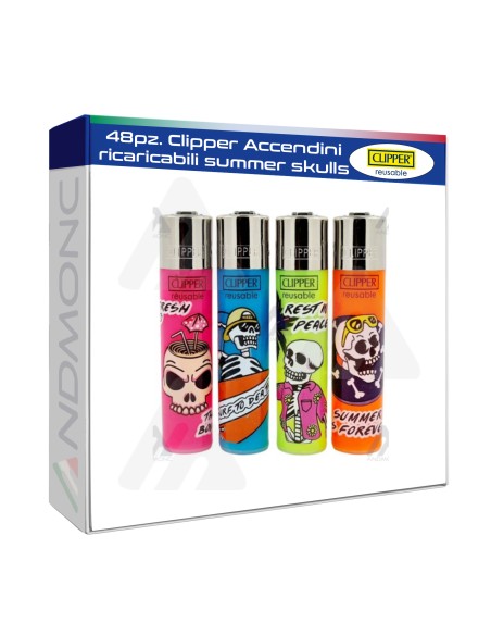48pz. Clipper Accendini ricaricabili summer skulls