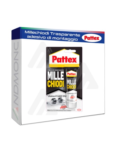 3x Pattex Millechiodi Trasparente, adesivo di montaggio a base acqua con presa immediata