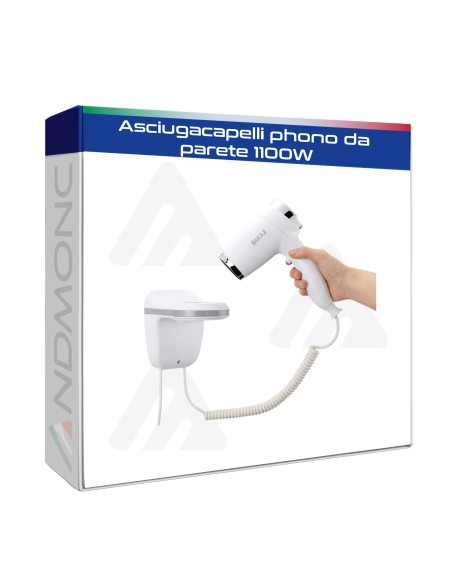 Asciugacapelli phono da parete 1100W