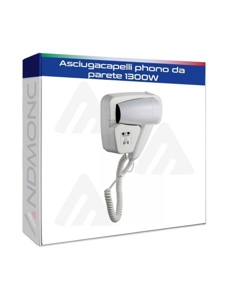 Asciugacapelli phono da parete 1300W