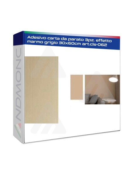 Adesivo carta da parato 3pz. effetto marmo grigio 30x60cm art.cls-062