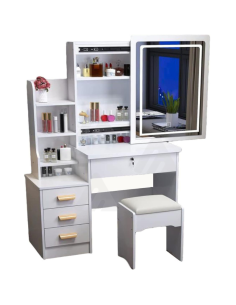 Tavolo da toeletta a LED con specchio scorrevole e... 2