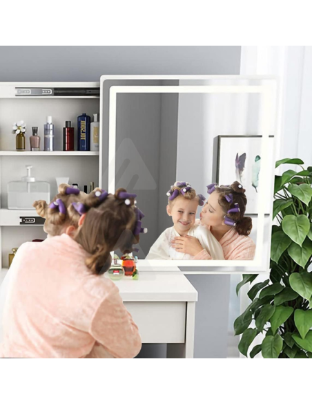 Tavolo da toeletta a LED con specchio scorrevole e sgabello per camera da letto, mobile da ragazza