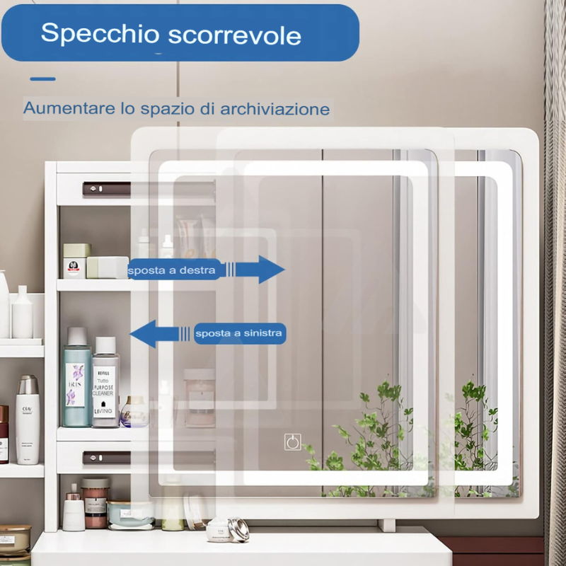 Tavolo da toeletta a LED con specchio...
