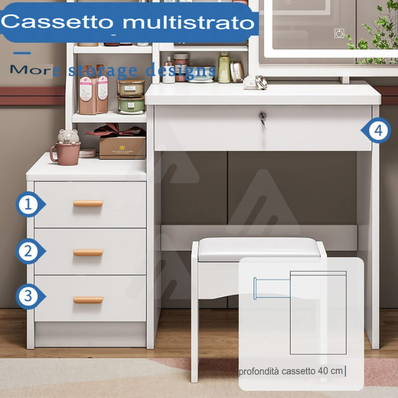 Tavolo da toeletta a LED con specchio...