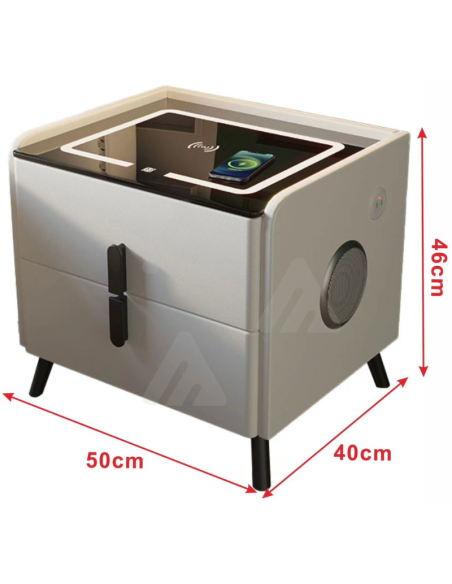 Tavolino con altoparlante Bluetooth , comodino intelligente, con stazione di ricarica wireless e luce, con cassetti art.65737