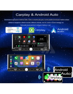 Autoradio 1 DIN Touch android auto wireless carplay 6.9"... 2
