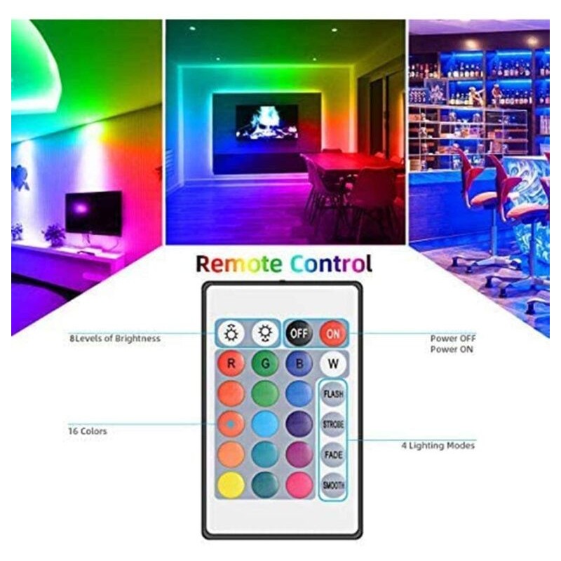 Striscia LED rgb 5m, con telecomando a 24 pulsanti