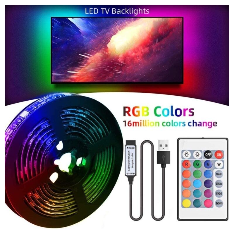 Striscia LED rgb 5m, con telecomando a 24 pulsanti