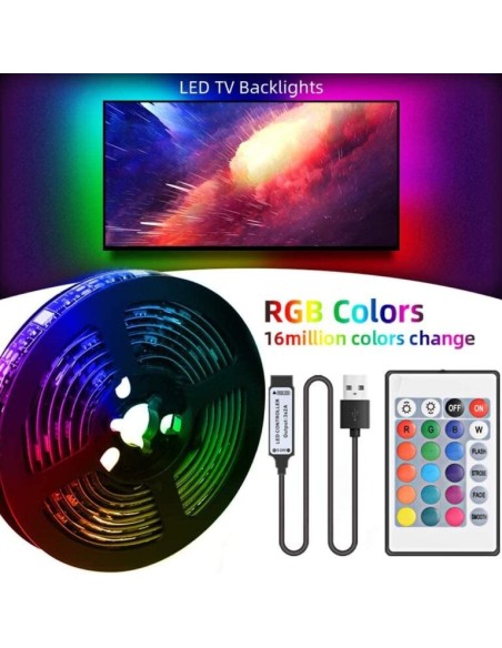 Striscia LED rgb 5m, con telecomando a 24 pulsanti