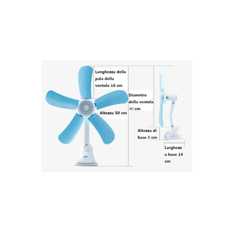 Mini ventilatore con pinza snodabile