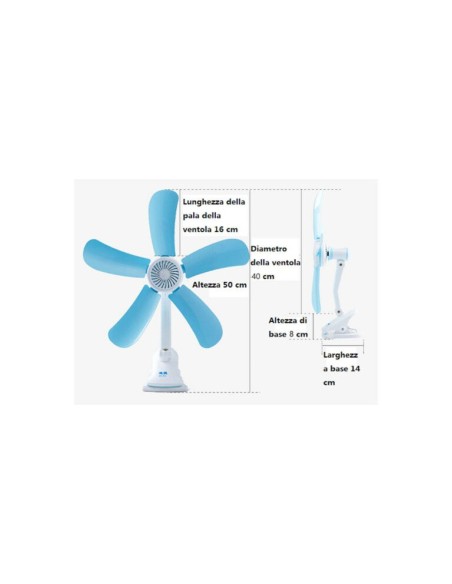 Mini ventilatore con pinza snodabile