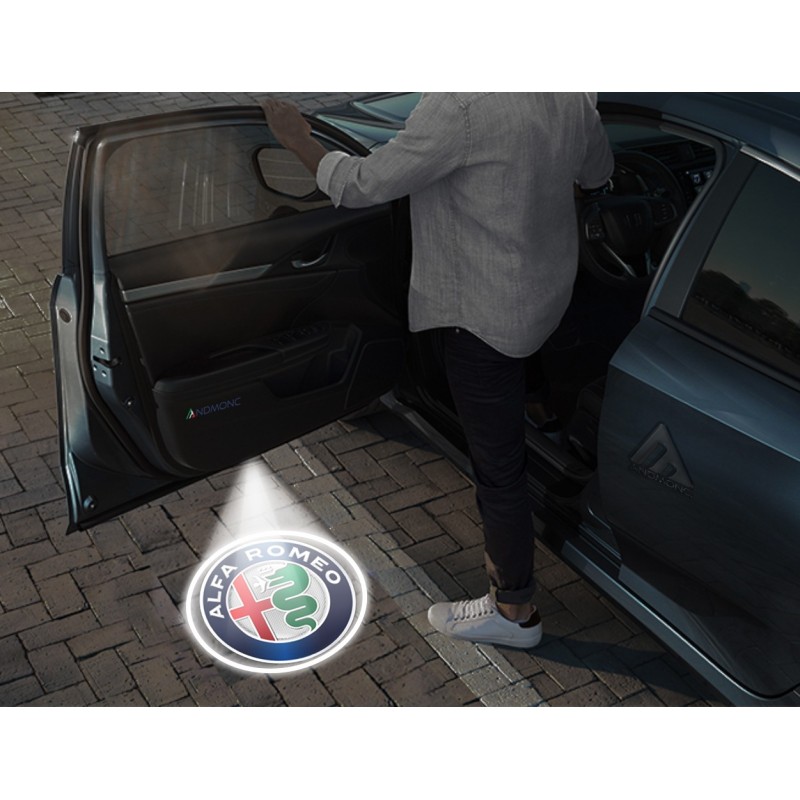 Alfa Romeo New Logo Carbon-Style Wireless Car Door Projector Lights