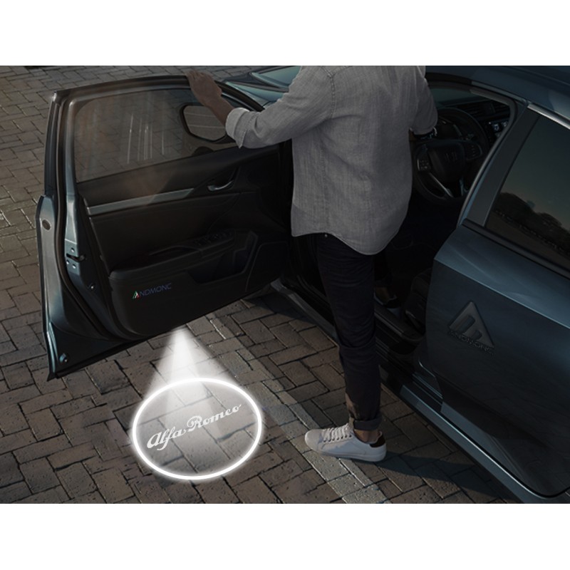Alfa Romeo Lettering Logo Carbon-Style Wireless Car Door Projector Lights