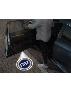 Fiat Blue Logo Carbon-Style Wireless Car Door Projector Lights