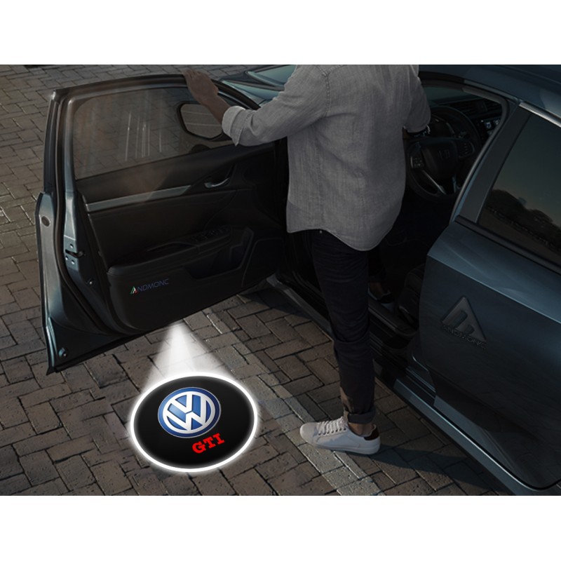 Volkswagen GTI Emblem and Lettering Carbon-Style Wireless Car Door Projector Lights