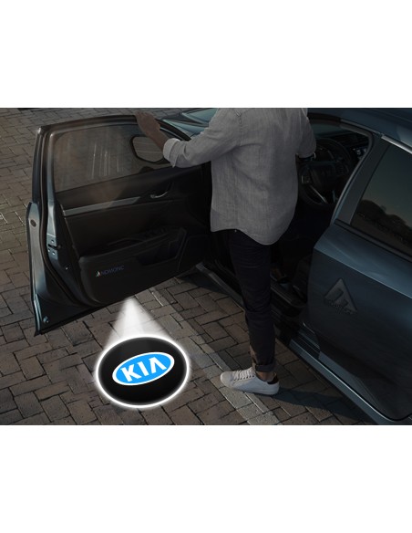 Kia Blue Logo Carbon-Style Wireless Car Door Projector Lights