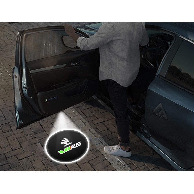 Škoda RS Logo II Carbon-Style Wireless Car Door Projector Lights