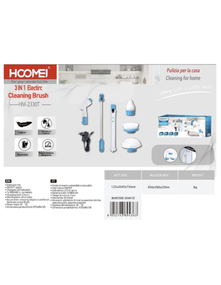 HM-2330T 3-in-1 Electric Cleaning Brush
