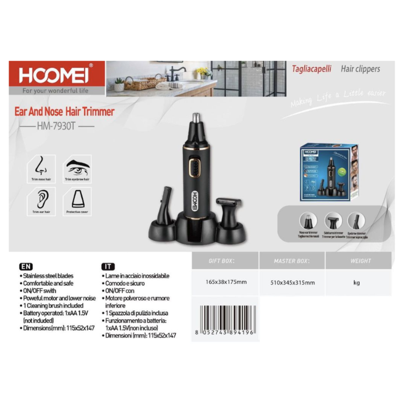 HM-7930T 3-in-1 Nose & Ear Trimmer