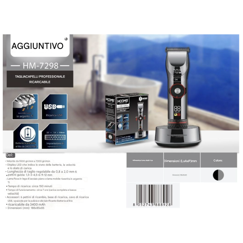 HM-7298 Rechargeable Hair Clippers