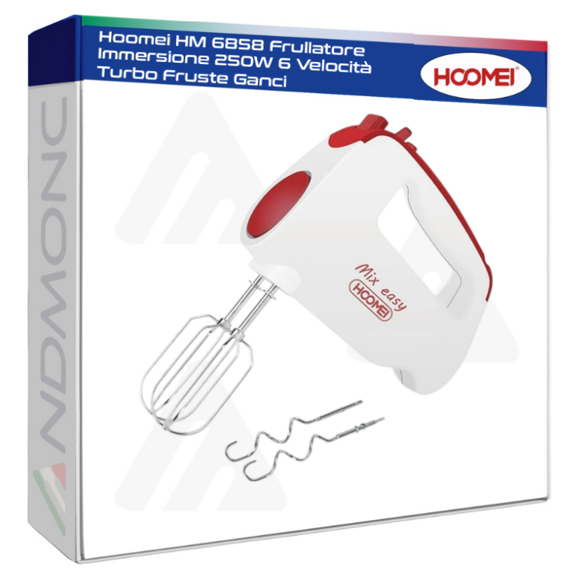 Hoomei HM-6858 Hand Mixer – 250 W, 6 Speeds