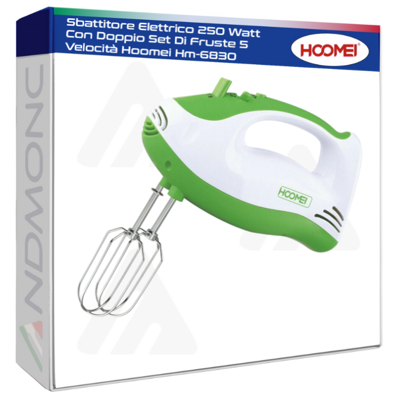 Hoomei HM-6830 Hand Mixer – 250 W, 5 Speeds, Green
