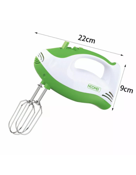 Hoomei HM-6830 Hand Mixer – 250 W, 5 Speeds, Green