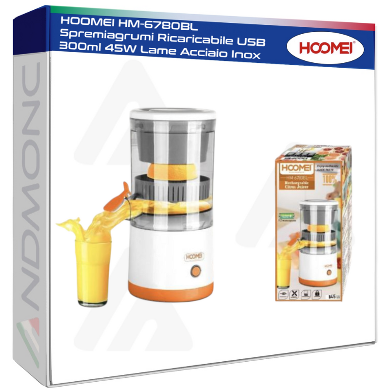 Hoomei HM-6780BL Rechargeable Citrus Juicer – 45 W, 300 ml