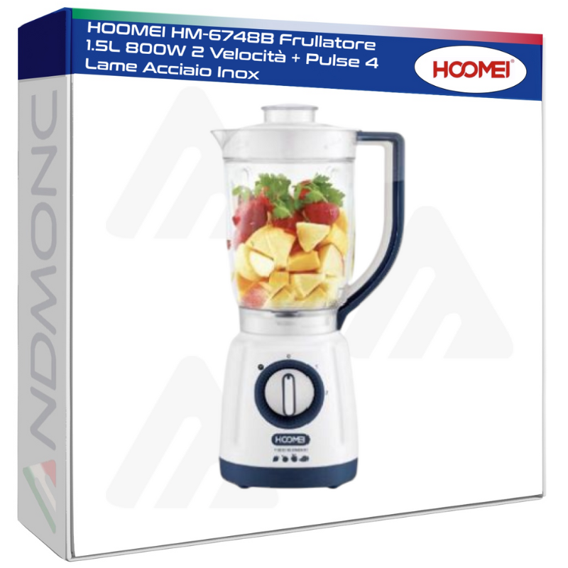 Hoomei HM-6748B Blender – 800 W, 1.5 L, 2 Speeds