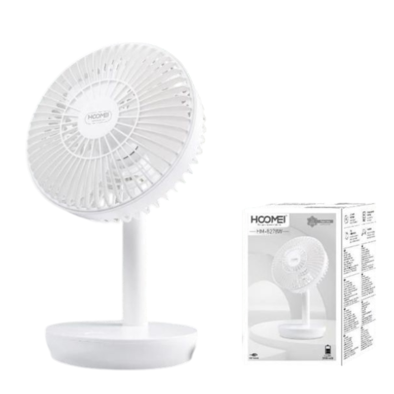 HM-8278W Rechargeable Mini Desk Fan – 4 Speeds