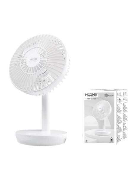 HM-8278W Rechargeable Mini Desk Fan – 4 Speeds