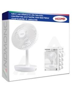 HM-8278W Rechargeable Mini Desk Fan – 4 Speeds